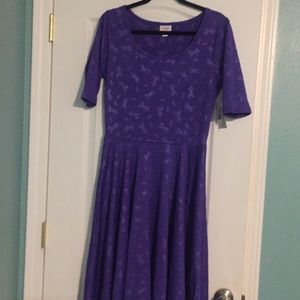 🔥🔥LuLaRoe Nicole purple unicorn dress *Lg NWT🦄